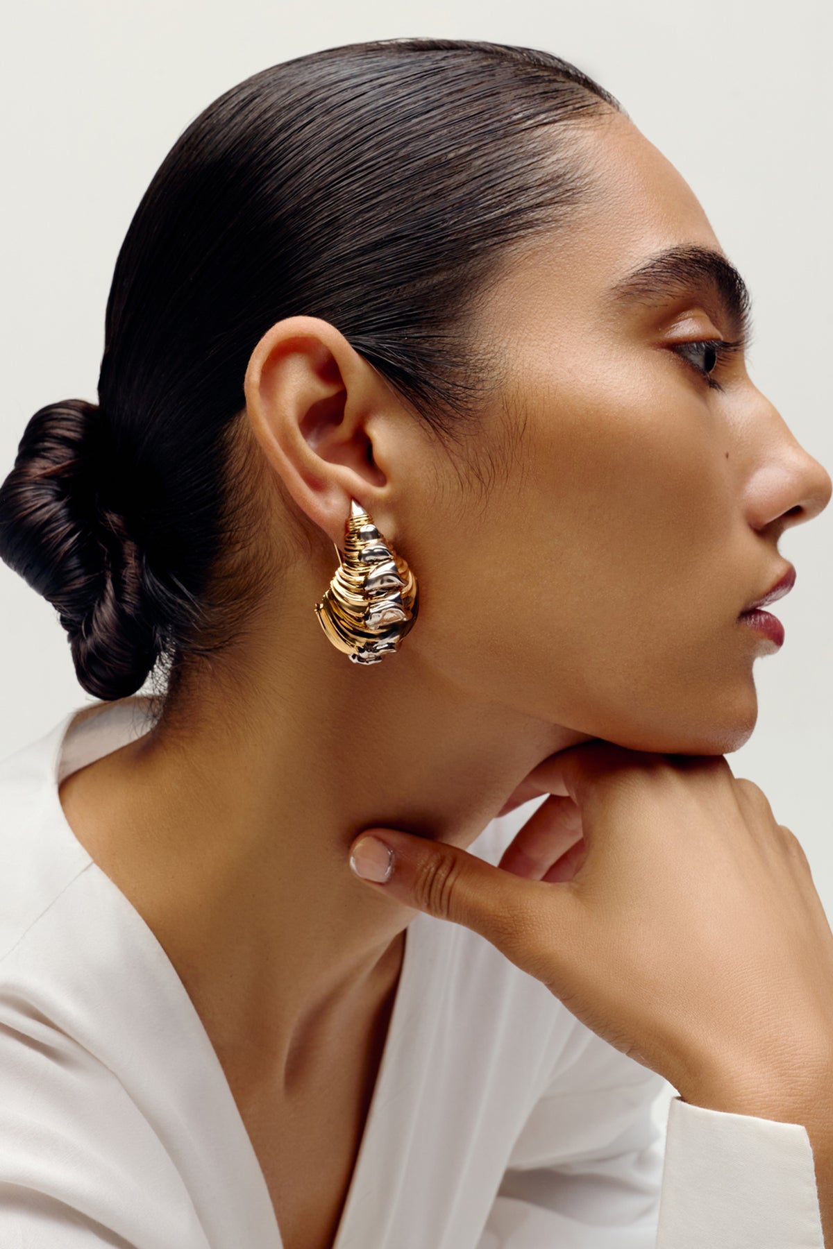Gold Plated Conch Shell Stud Earrings