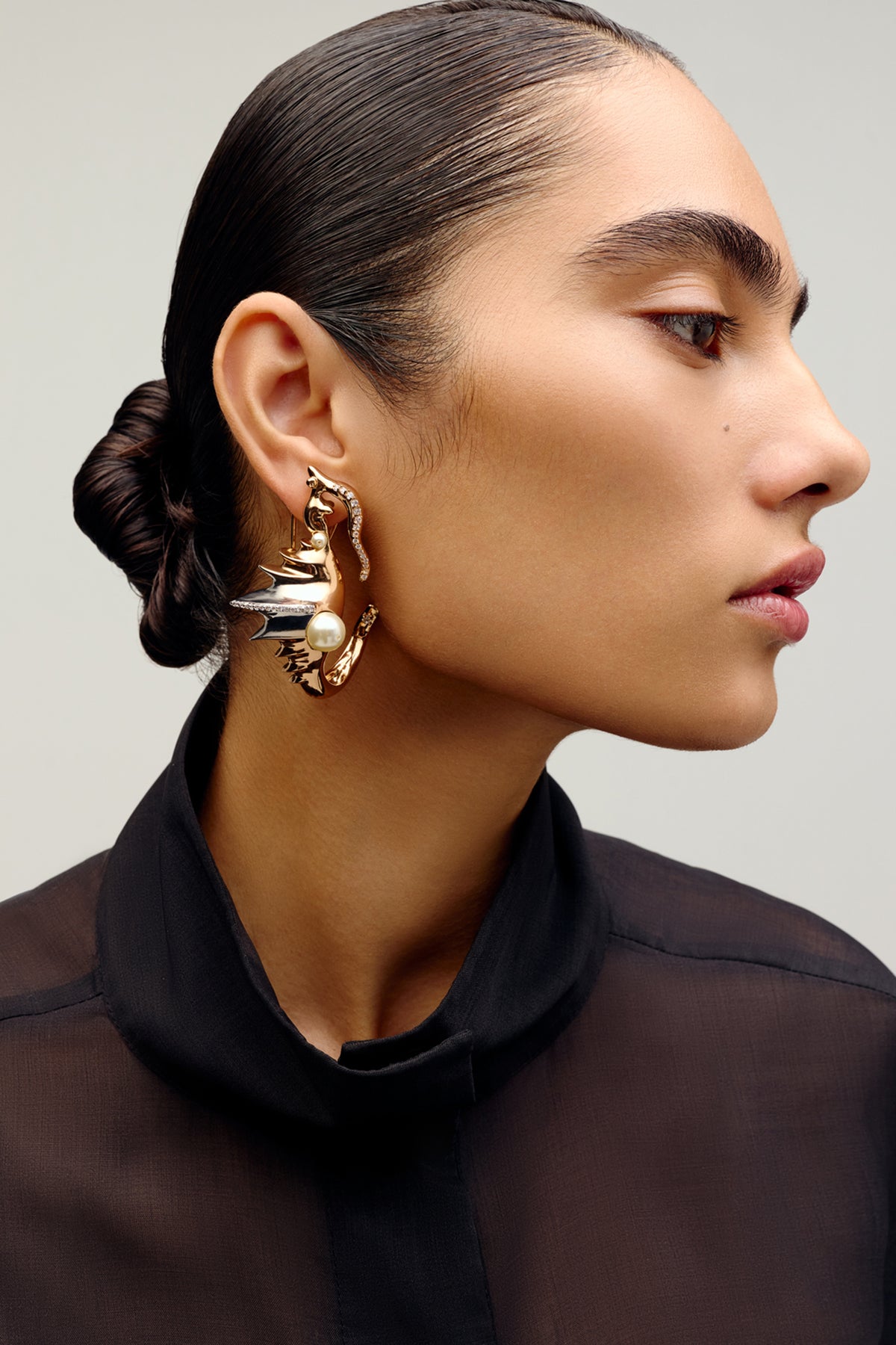 Seanymph Gold Plated Arc Hoop Earrings