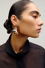 Seanymph Gold Plated Arc Hoop Earrings