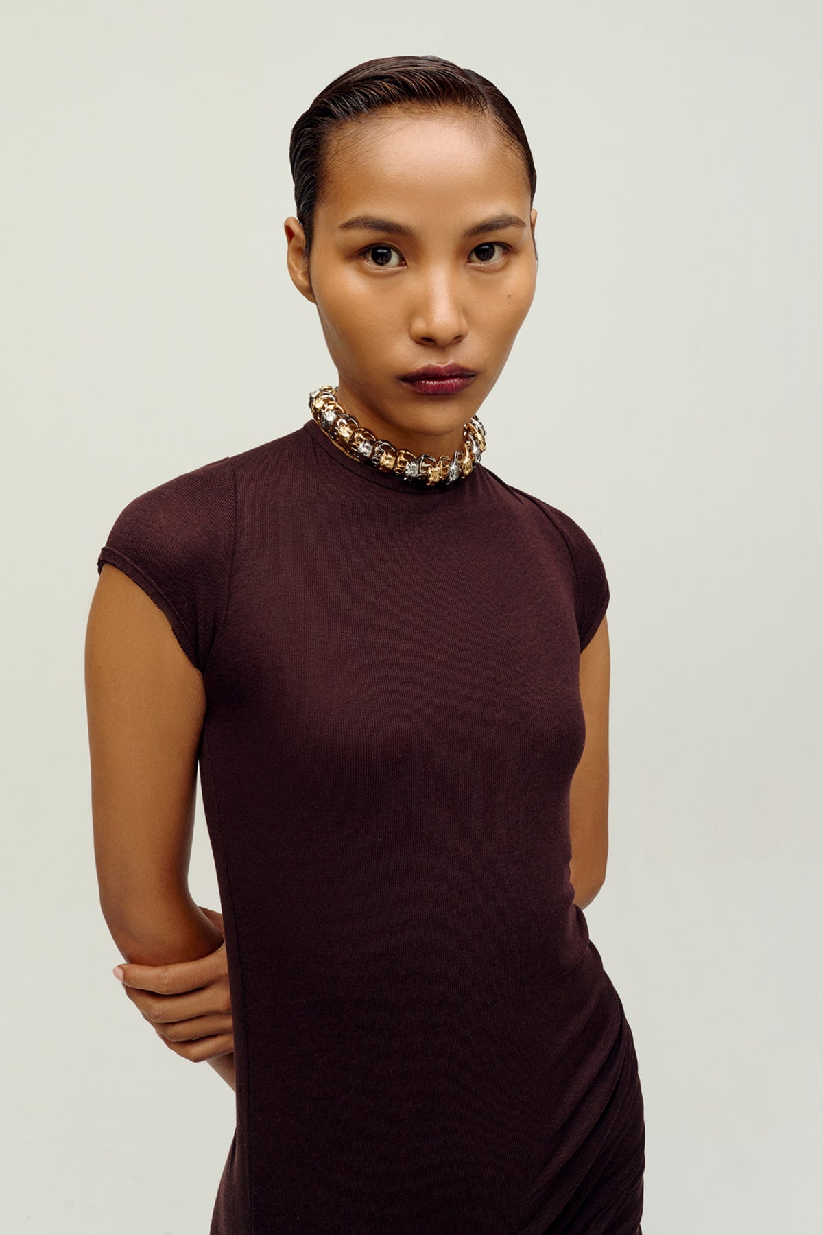 Dual Tone Gold Plated Statement Collar Necklace