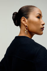 Gold Plated Crimson Crystal Sigil Statement Drop Earrings