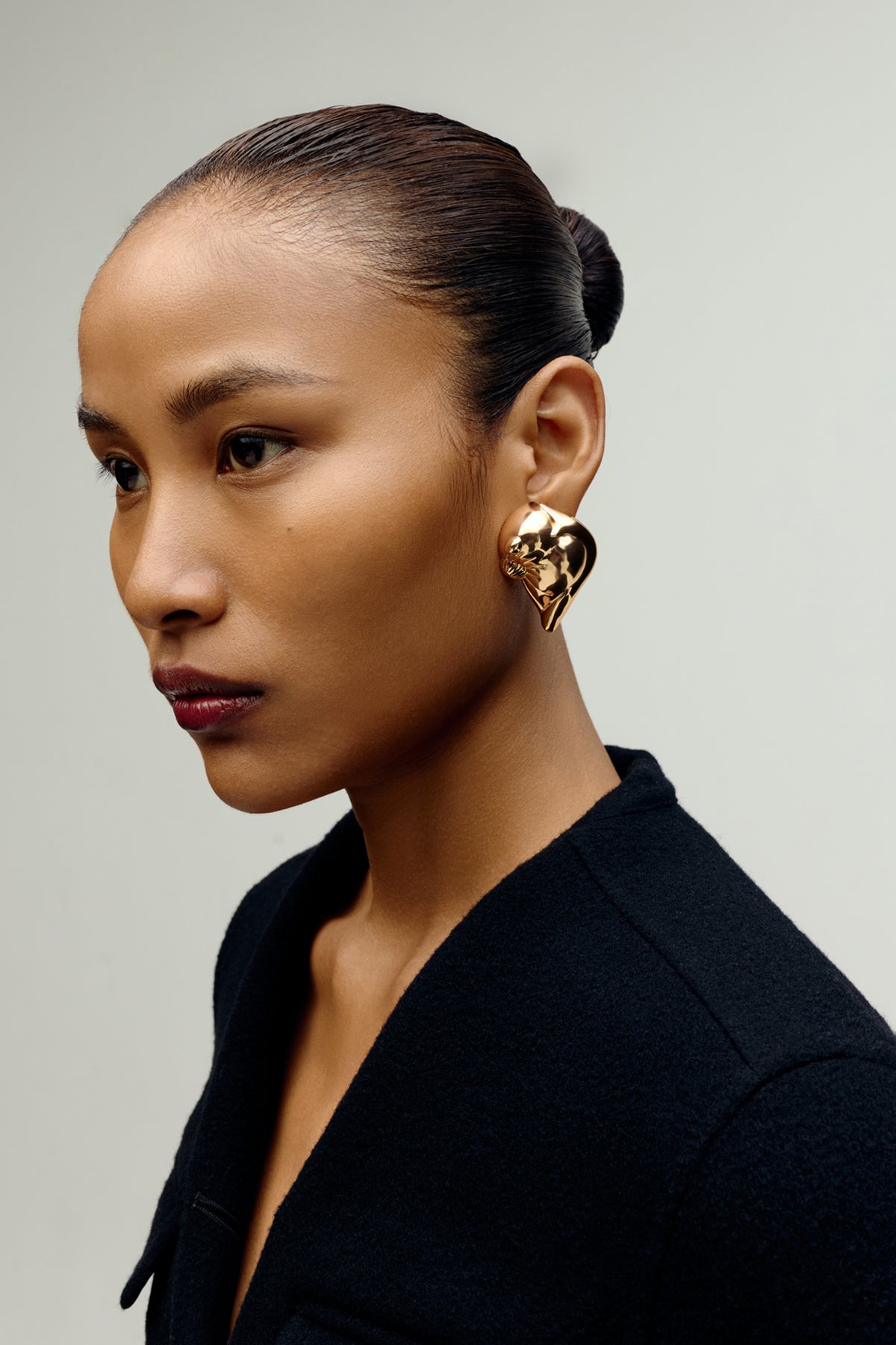 Gold Plated Folded Form Stud Earrings