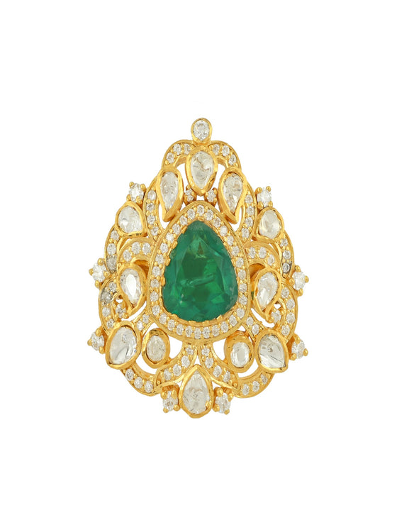 Emerald Polki Ring