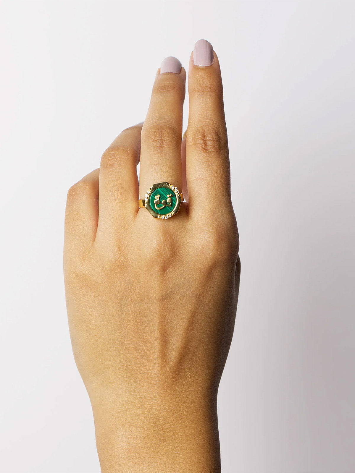 Green Qua Studded Ring