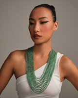 Green Multilayered Long Necklace