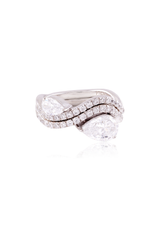 Wave Design Pear Solitaire Ring