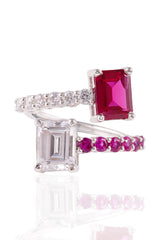 Emerald Cut Dual Stone Wrap Ring