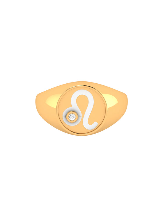 Solid Gold Diamond Zodiac Personalized Ring