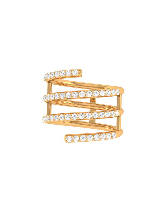 Solid Gold Diamond Spiral Ring