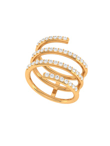  Solid Gold Diamond Spiral Ring