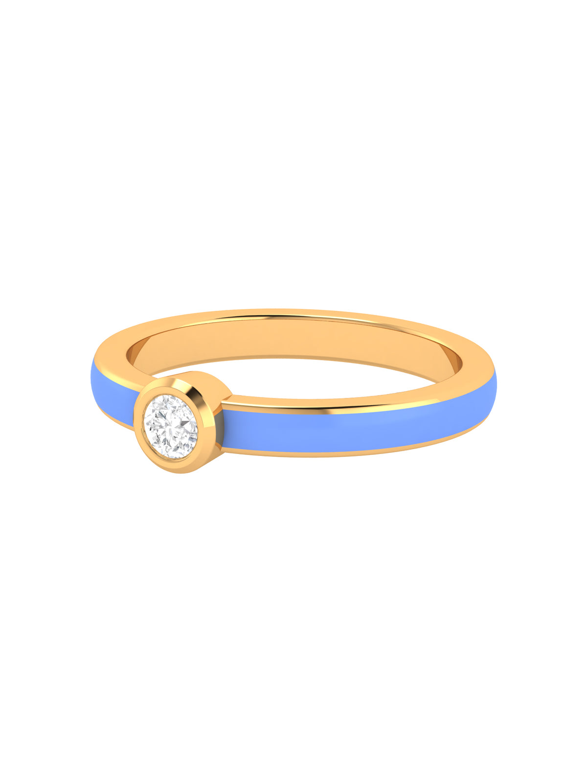 Solid Gold Solitaire Diamond Enamel Ring