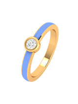 Solid Gold Solitaire Diamond Enamel Ring