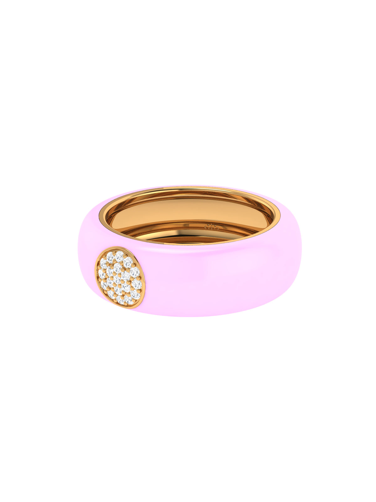 Solid Gold Diamond Thick Enamel Ring
