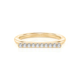 Solid Gold Flat Bar Diamond Stackable Ring