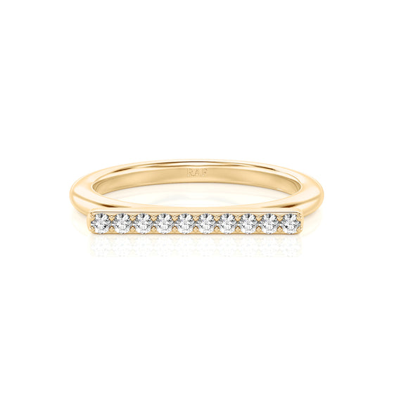 Solid Gold Flat Bar Diamond Stackable Ring