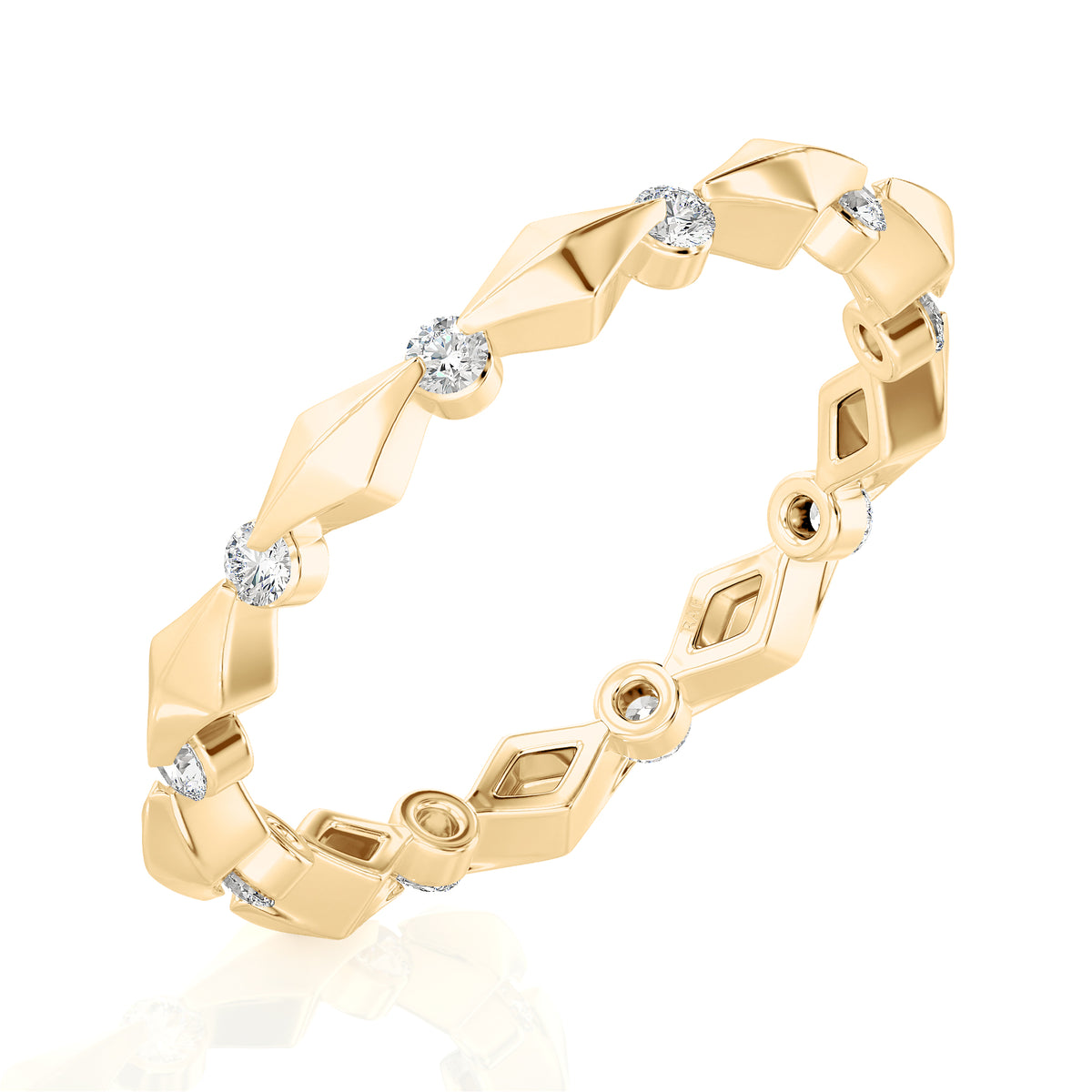 Solid Gold Geo Stack Diamond Ring