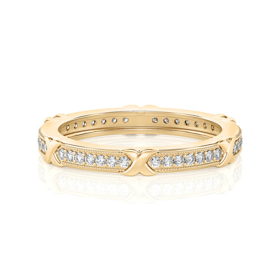 Solid Gold Diamond X Stacking Ring