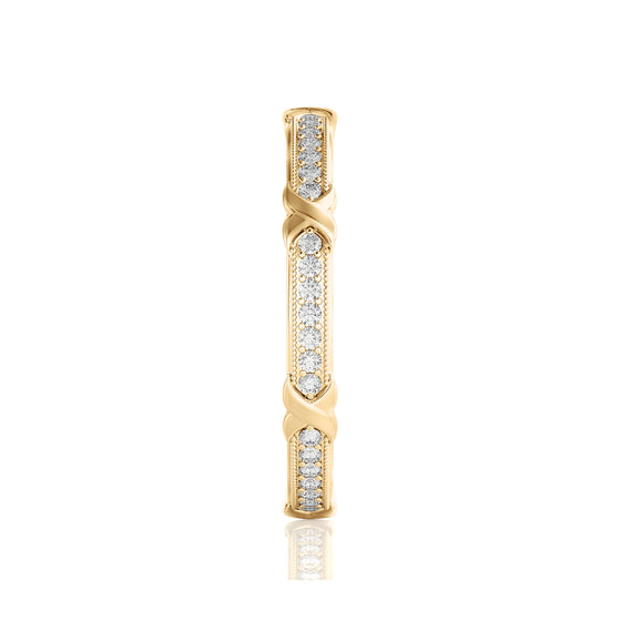 Solid Gold Diamond X Stacking Ring