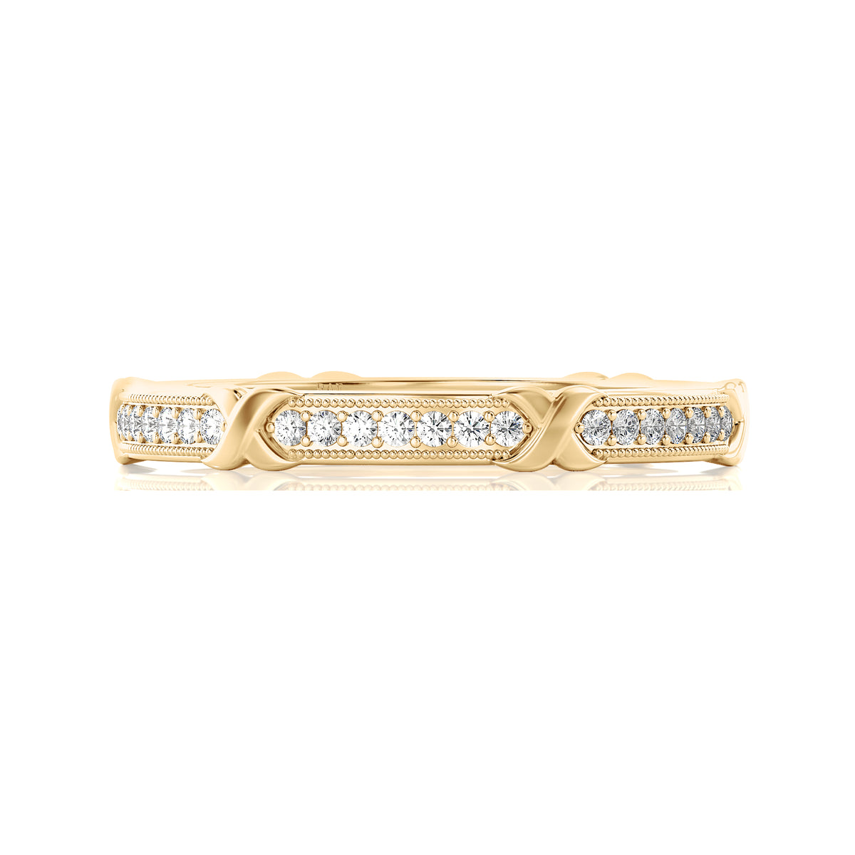 Solid Gold Diamond X Stacking Ring