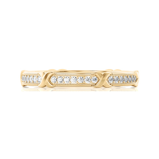 Solid Gold Diamond X Stacking Ring