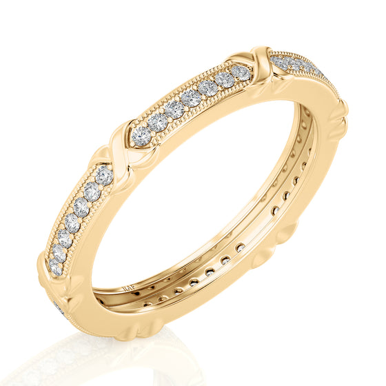 Solid Gold Diamond X Stacking Ring