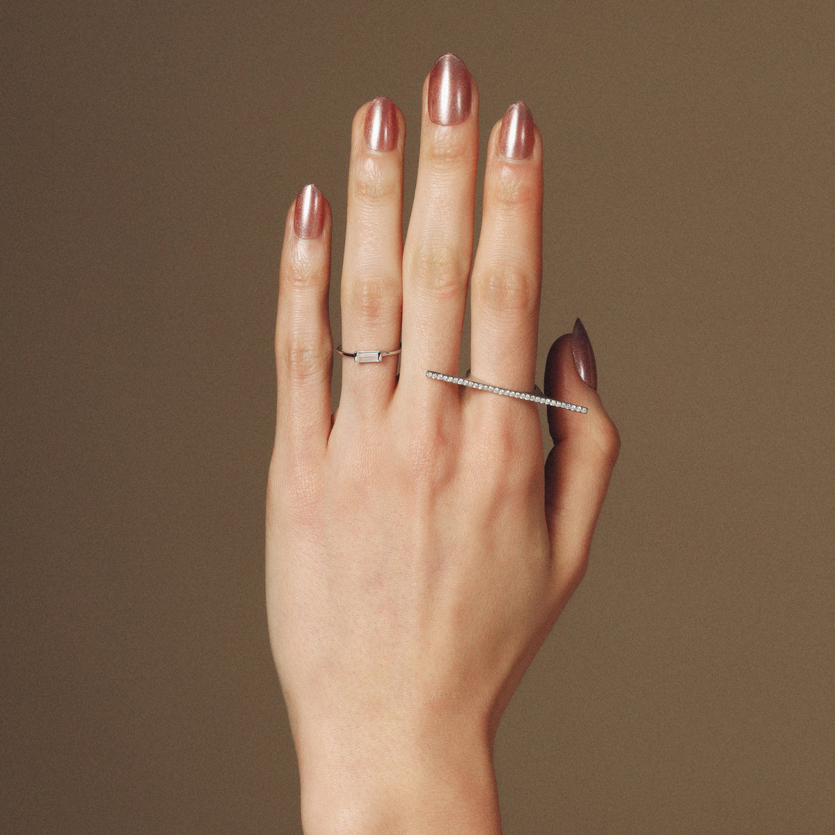 Solid Gold Flat Bar Diamond Ring