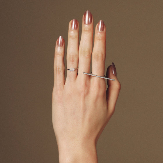 Solid Gold Flat Bar Diamond Ring