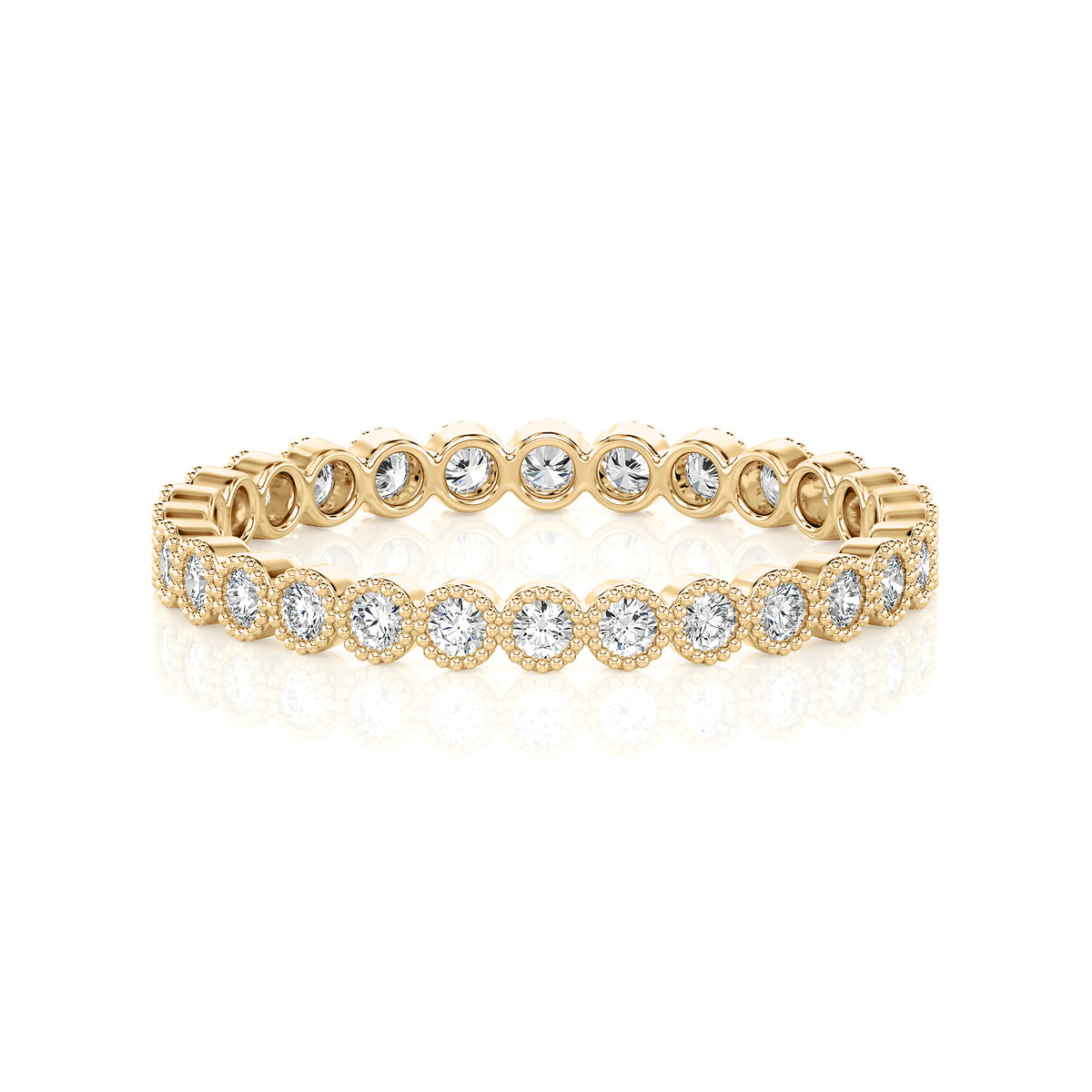 Solid Gold Milgrain Diamond Full Eternity Band
