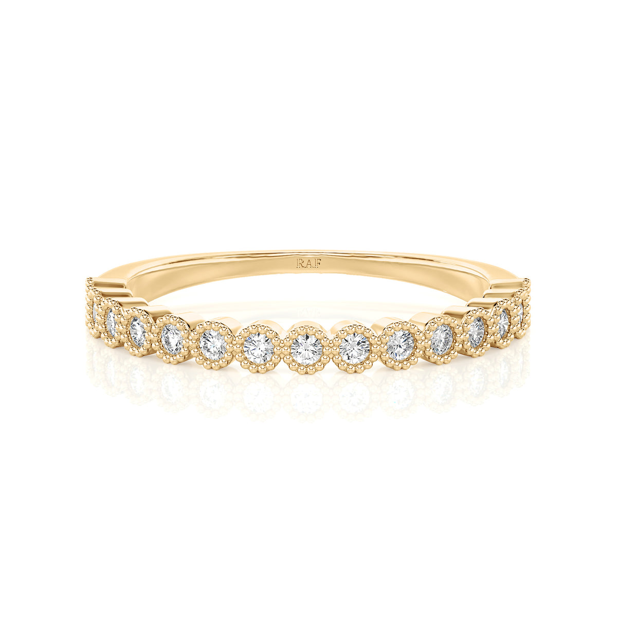 Solid Gold Milgrain Diamond Stacking Ring
