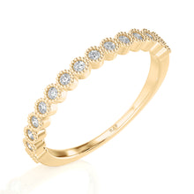  Solid Gold Milgrain Diamond Stacking Ring