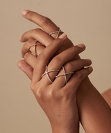 Solid Gold Criss Cross Diamond Ring