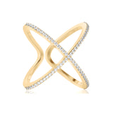 Solid Gold Criss Cross Diamond Ring