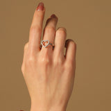 Solid Gold Open Heart Diamond Ring