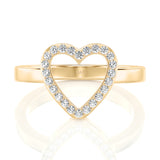 Solid Gold Open Heart Diamond Ring