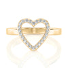 Solid Gold Open Heart Diamond Ring