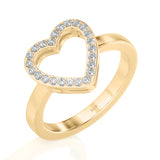 Solid Gold Open Heart Diamond Ring