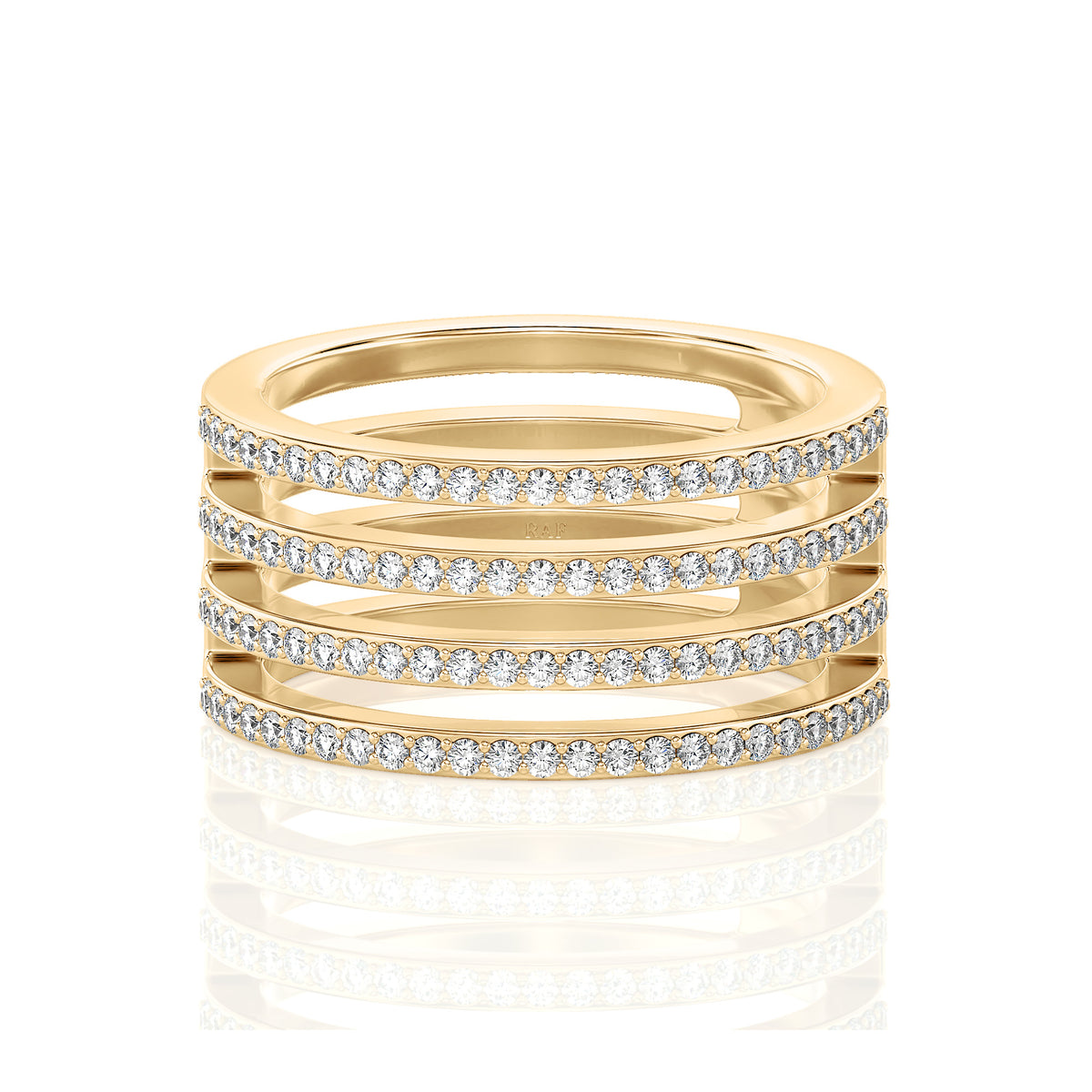 Solid Gold Four Row Wrapped Diamond Ring