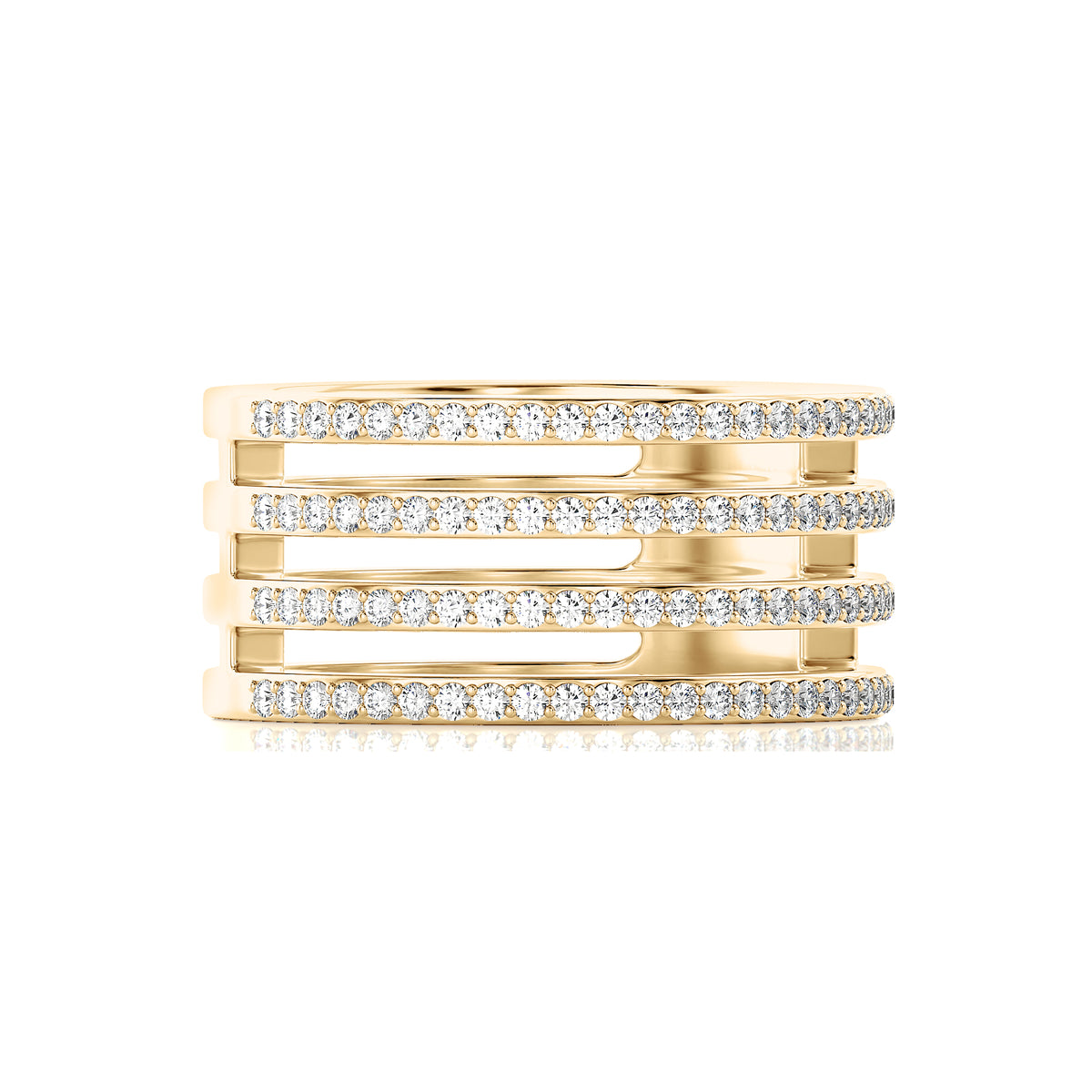 Solid Gold Four Row Wrapped Diamond Ring