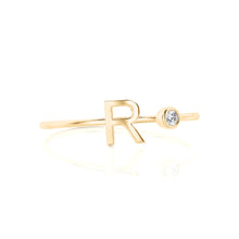  Solid Gold Initial Diamond Ring