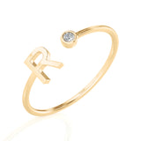 Solid Gold Initial Diamond Ring