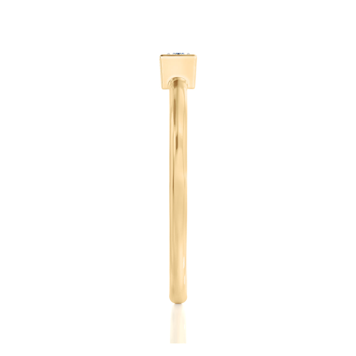 Solid Gold Solitaire Baguette White Topaz Ring