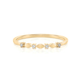 Solid Gold Diamond Petals Stacking Ring