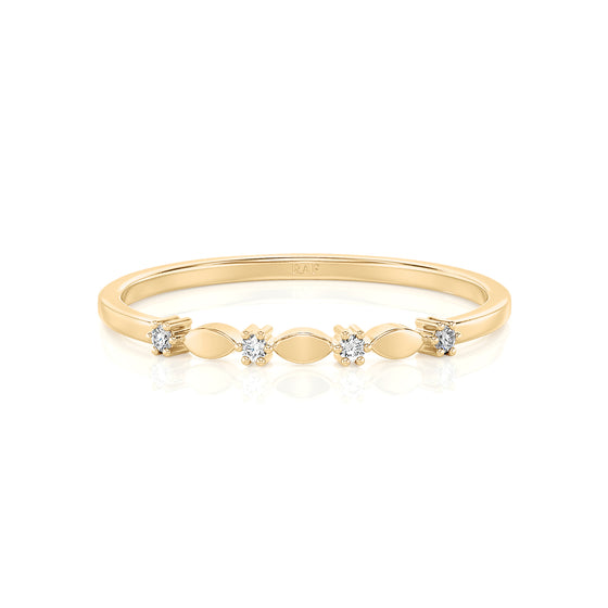 Solid Gold Diamond Petals Stacking Ring