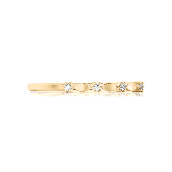 Solid Gold Diamond Petals Stacking Ring