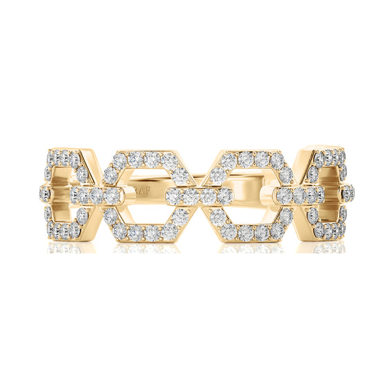 Solid Gold Open Link Diamond Ring