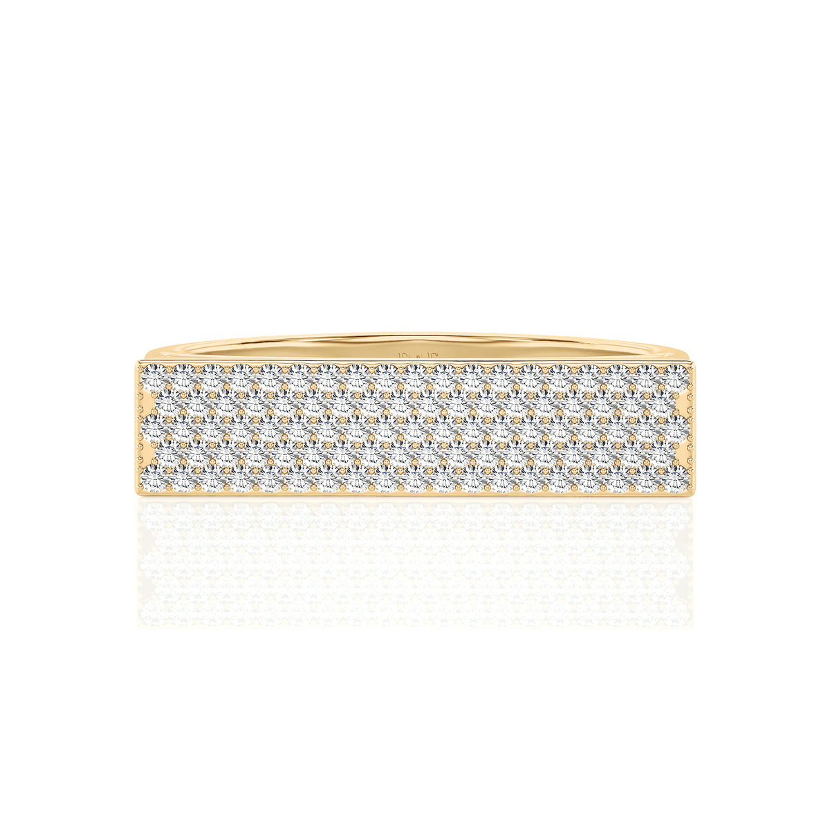 Solid Gold Pave Diamond Signet Bar Ring