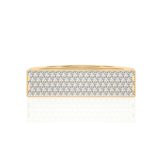 Solid Gold Pave Diamond Signet Bar Ring