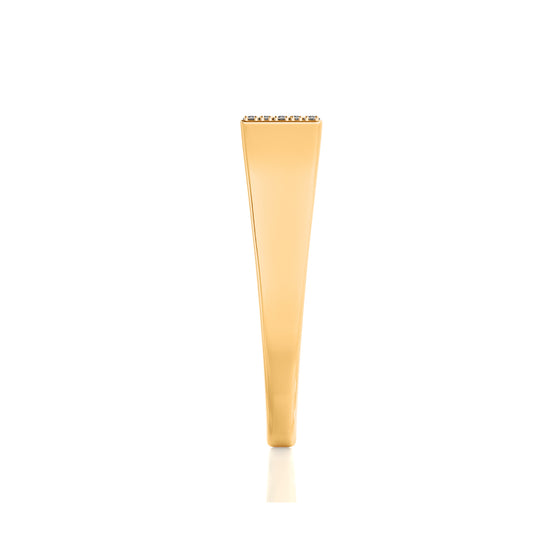 Solid Gold Pave Diamond Signet Bar Ring
