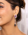 Amethyst and Black Pearl drop Earrings