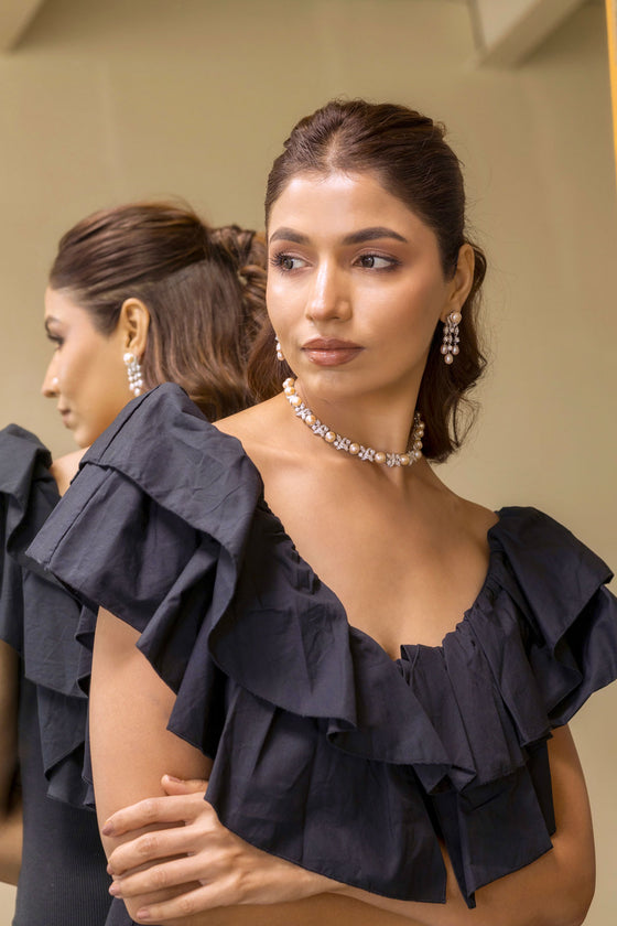 Classic Pearl & Diamond Necklace Set